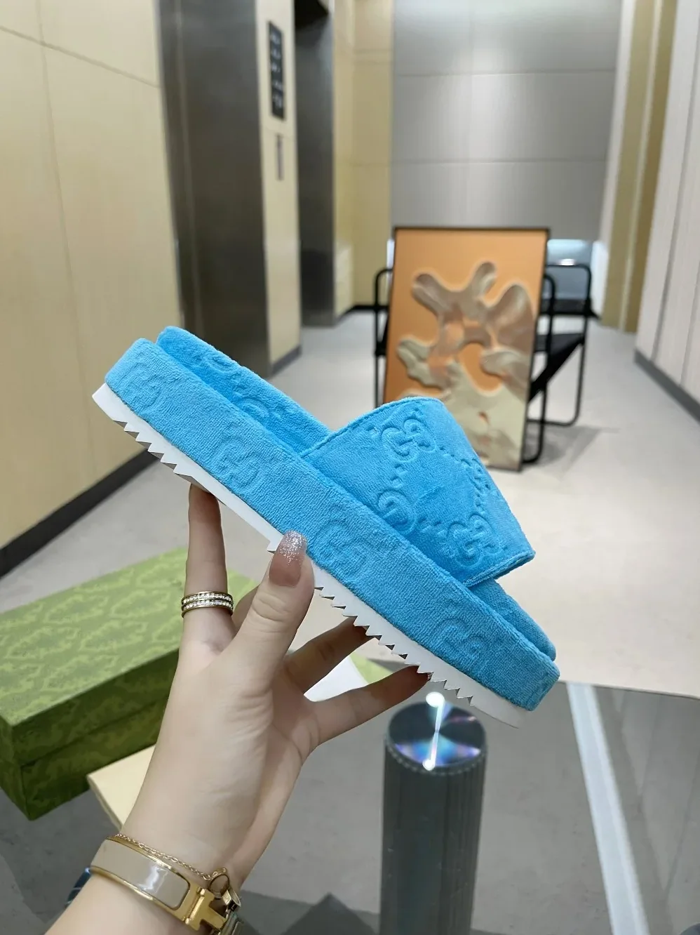 Gucci GG Platform Sandal Blue for Women