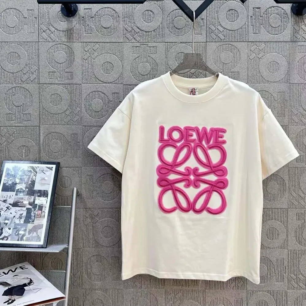 Loewe LOEWE Neon T-shirt in Cotton for Men in White/Pink