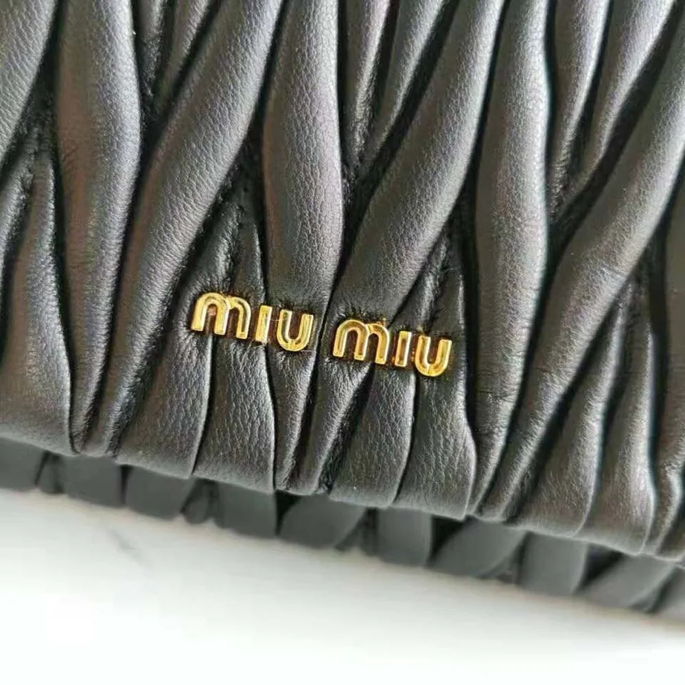 Miu Miu Matelasse Nappa Leather Shoulder Bag for Women in Black