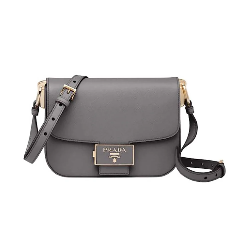 Prada Saffiano Leather Prada Embleme Bag for Women in Gray