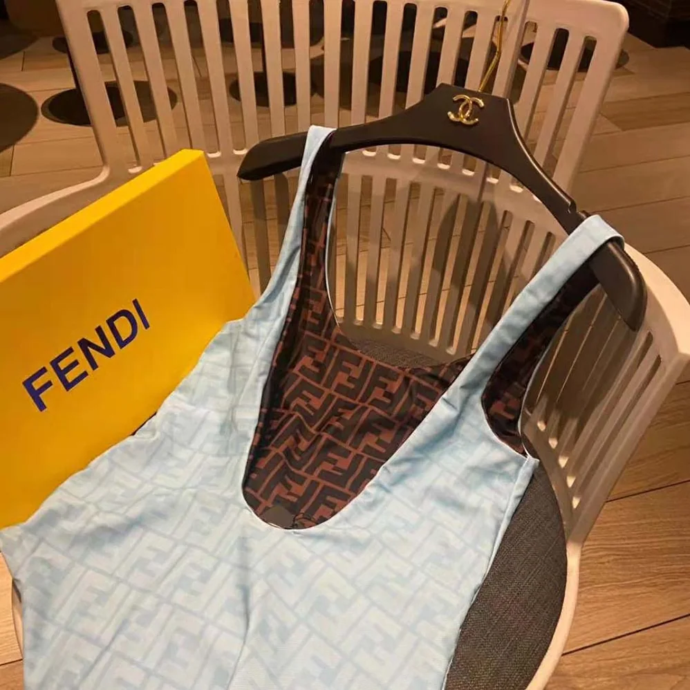 Fendi One-Piece Swimsuit Light Blue Lycra Swimsuit for Women Fendi One-Piece Swimsuit Light Blue Lycra Swimsuit for Women