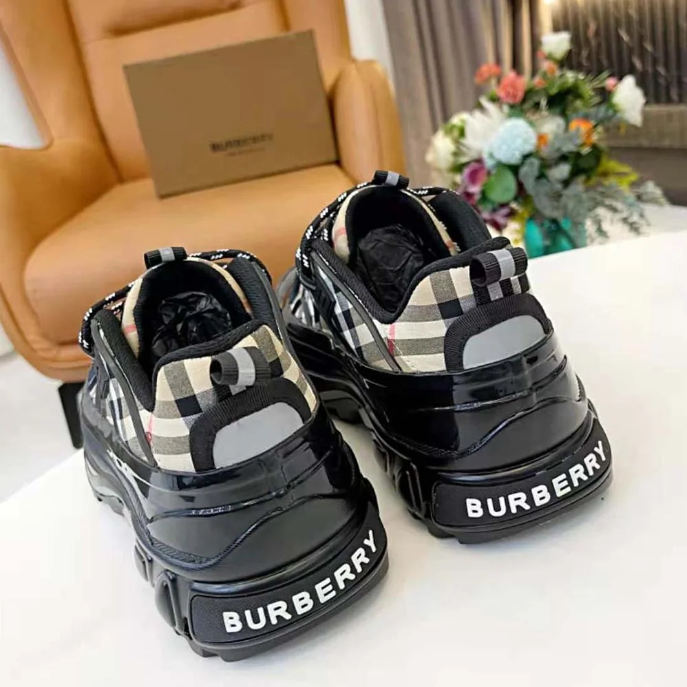 Burberry Vintage Check Cotton and Nylon Arthur Sneakers for Women in Black