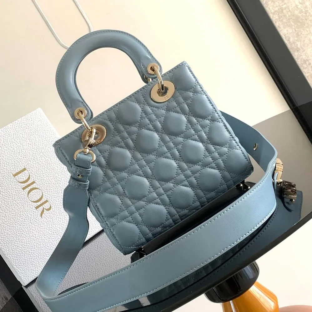 Dior Small Lady Dior My ABCDior Bag Pale Blue Cannage Lambskin for Women
