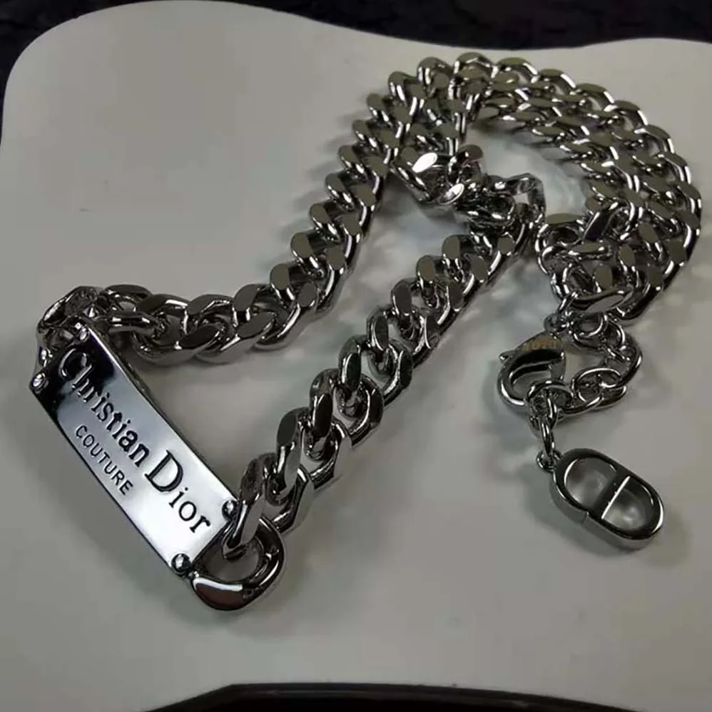 Dior Christian Dior Couture Chain Link Necklace Silver for Men in Finish Brass Dior Christian Dior Couture Chain Link Necklace Silver for Men in Finish Brass