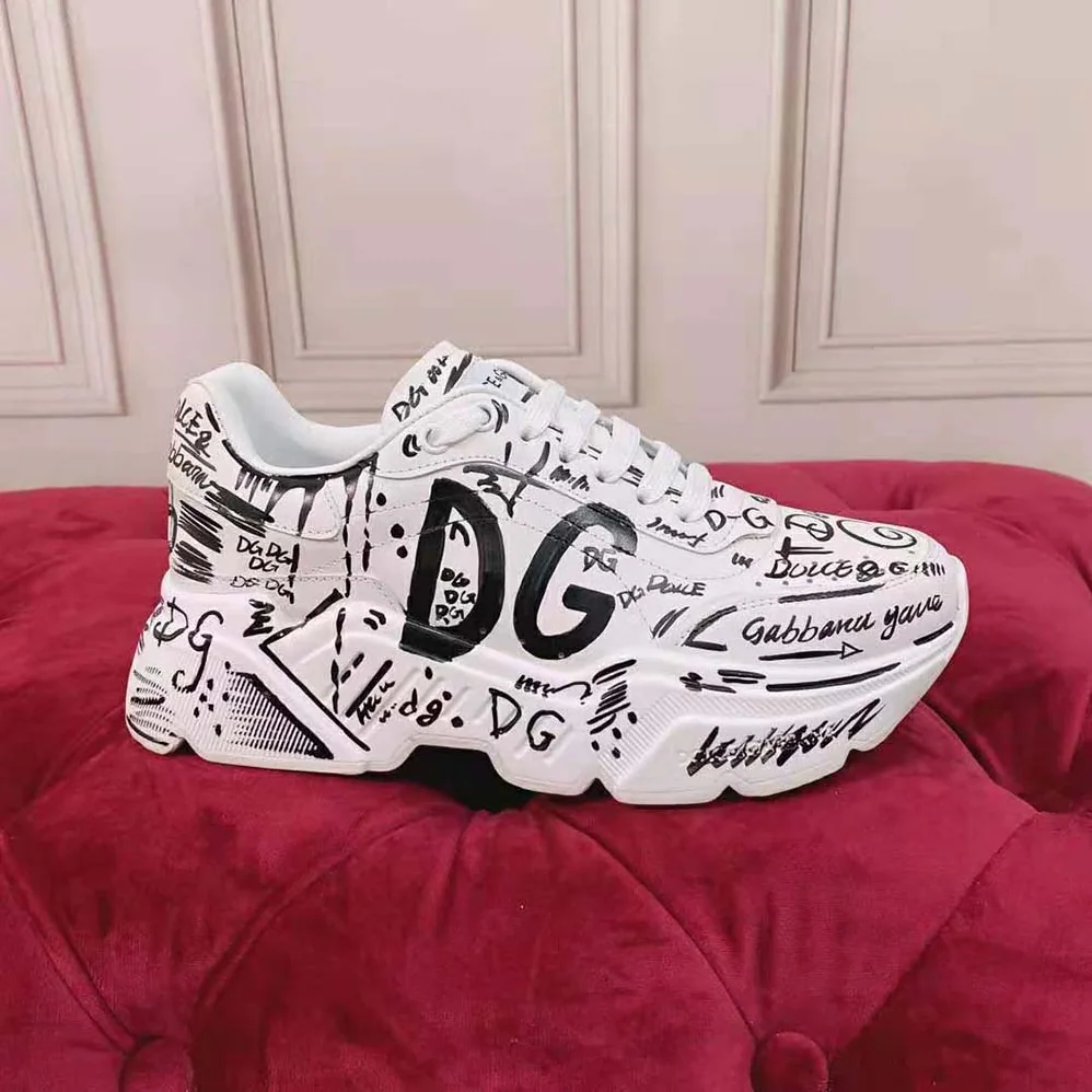 Dolce Gabbana D&G Hand-Painted Graffiti Calfskin Nappa Daymaster Sneakers for Women Dolce Gabbana D&G Hand-Painted Graffiti Calfskin Nappa Daymaster Sneakers for Women
