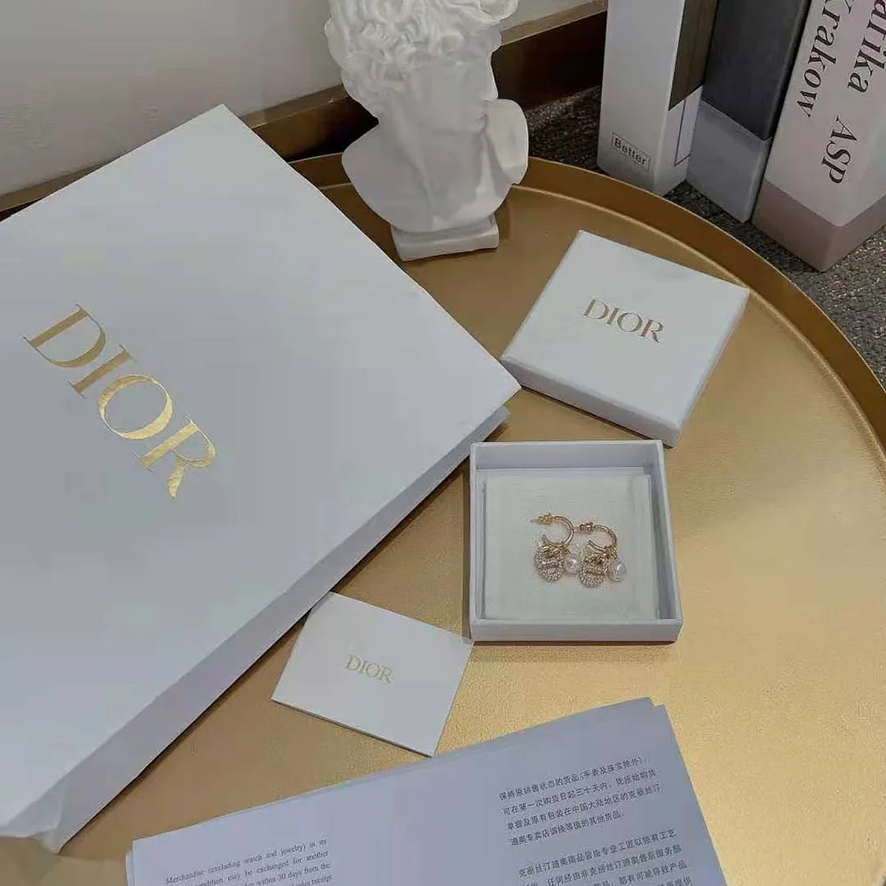Dior CD Navy Earrings Gold for Women in Finish Metal Dior CD Navy Earrings Gold for Women in Finish Metal