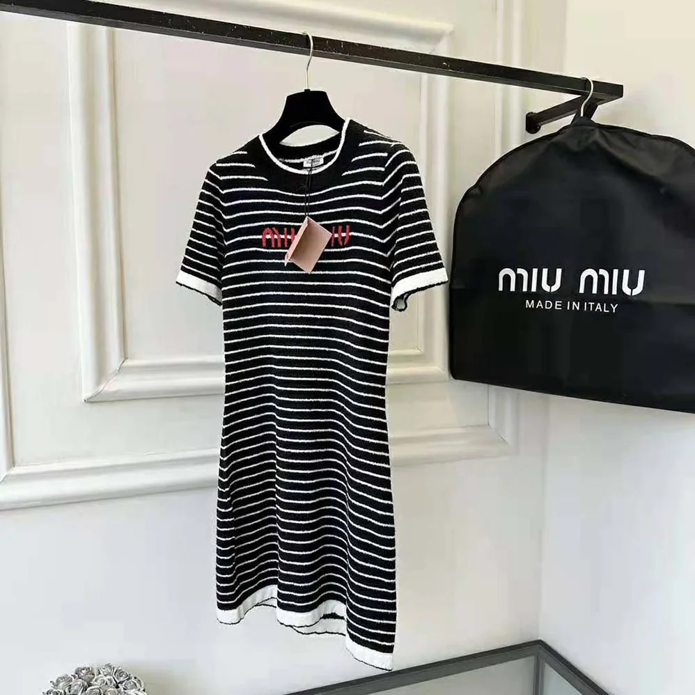 Miu Miu Bouclé Cotton Crew-Neck Mini for Women in Dress Miu Miu Bouclé Cotton Crew-Neck Mini for Women in Dress