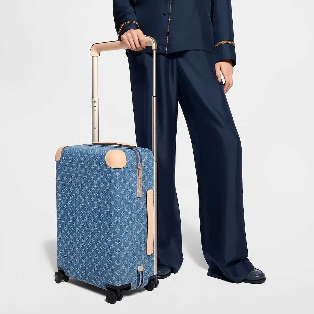 Louis Vuitton Horizon 55 Suitcase in Blue Denim Champagne Hardware
