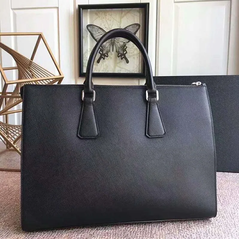 Prada Saffiano Leather Tote for Men in Black Prada Saffiano Leather Tote for Men in Black