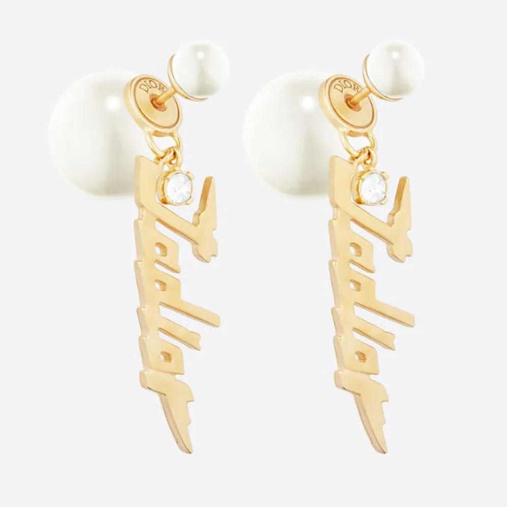 Dior Tribales Earrings Gold-Finish Metal and White Resin Pearls for Women Dior Tribales Earrings Gold-Finish Metal and White Resin Pearls for Women