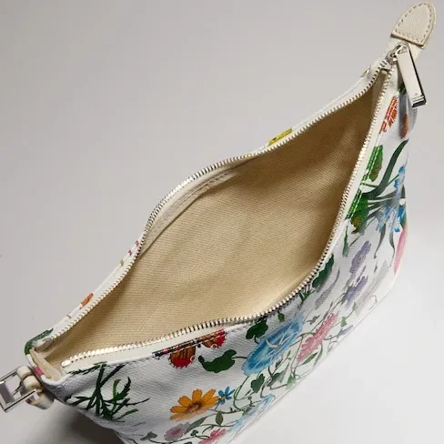 Gucci Lady Lunetta Small Shoulder Bag / White/ Multicolor Gucci Flora Coated Canvas Palladium Hardware