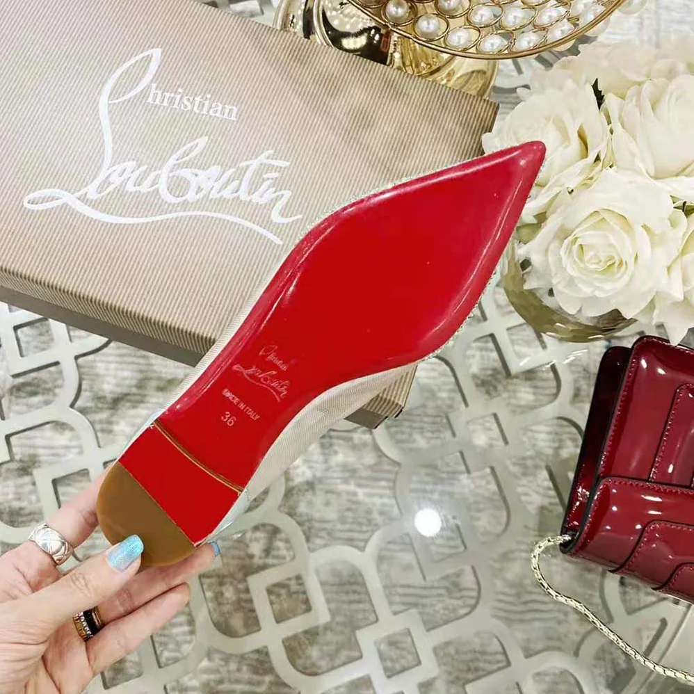 Christian Louboutin Galativi P Strass Flat for Women in Sandy