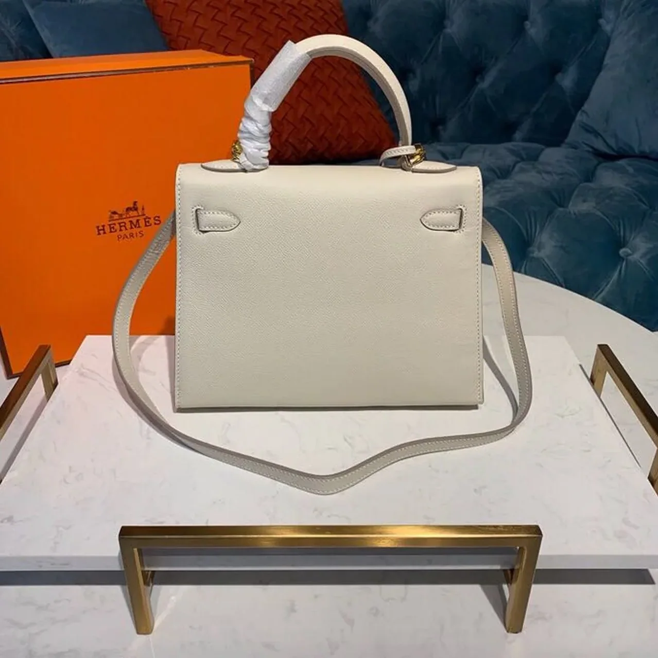 Hermes Kelly Craie Gold Toned Hardware /
