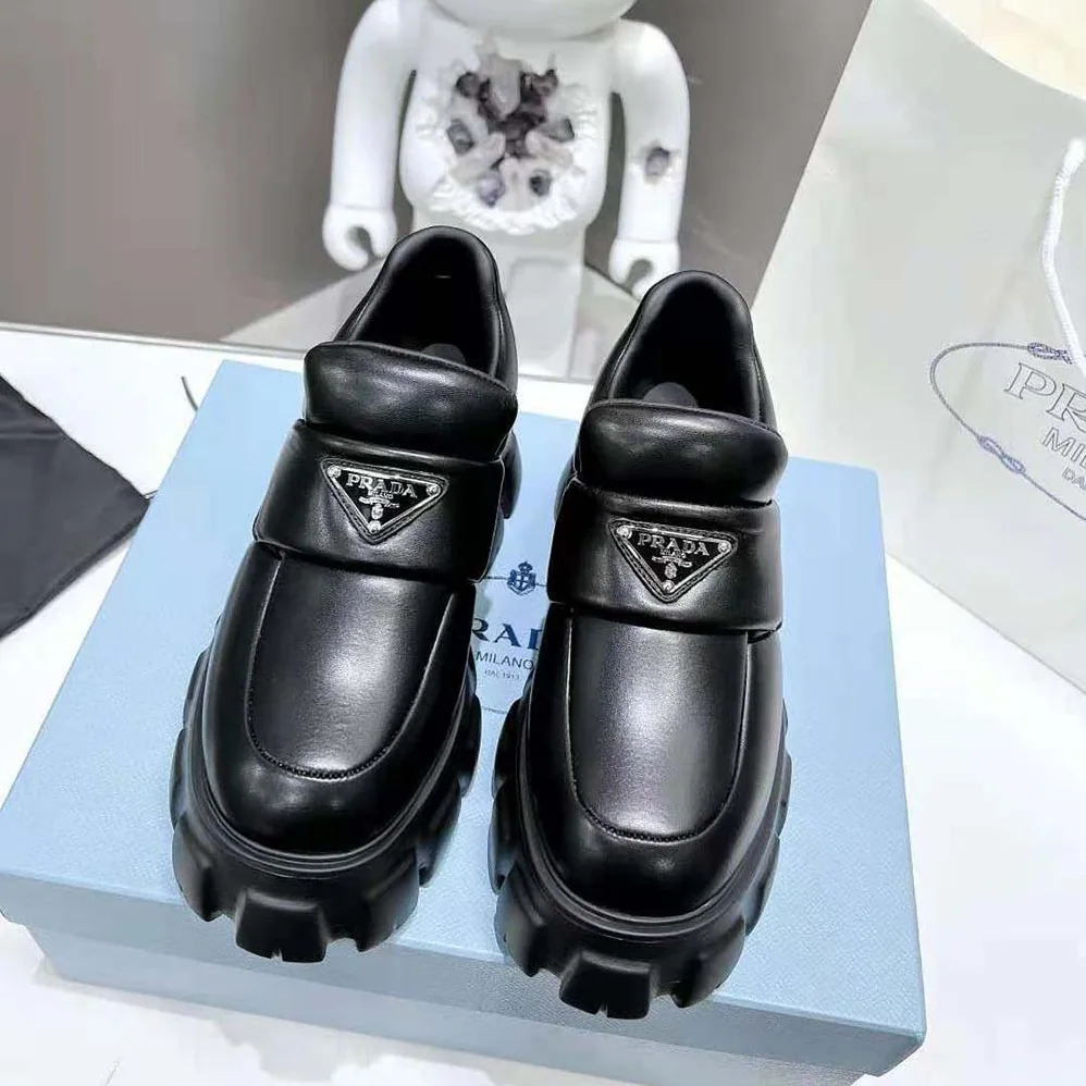 Prada Soft Padded Nappa Leather Loafers for Women in Black Prada Soft Padded Nappa Leather Loafers for Women in Black