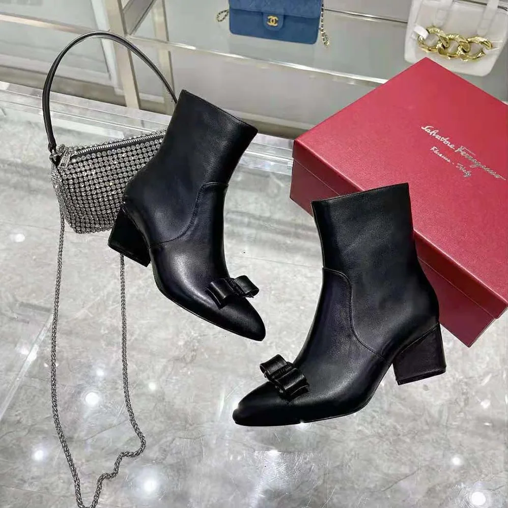Salvatore Ferragamo Viva Bootie in 55mm Heel for Women in Black Salvatore Ferragamo Viva Bootie in 55mm Heel for Women in Black
