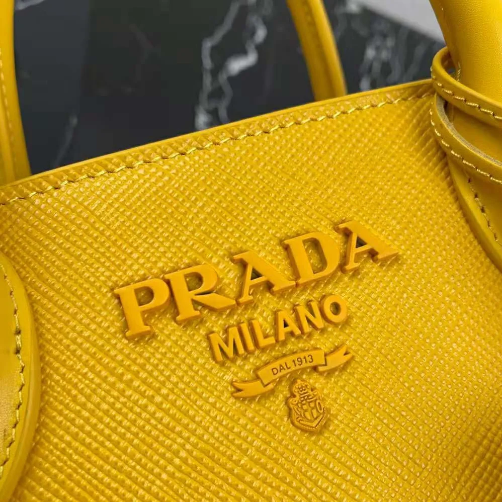 Prada Saffiano Leather Prada Monochrome Bag for Women in Yellow