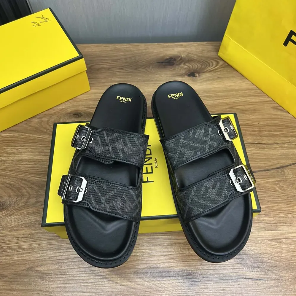 Fendi Feel Sandals FF Jacquard Fabric Sandals for Unisex