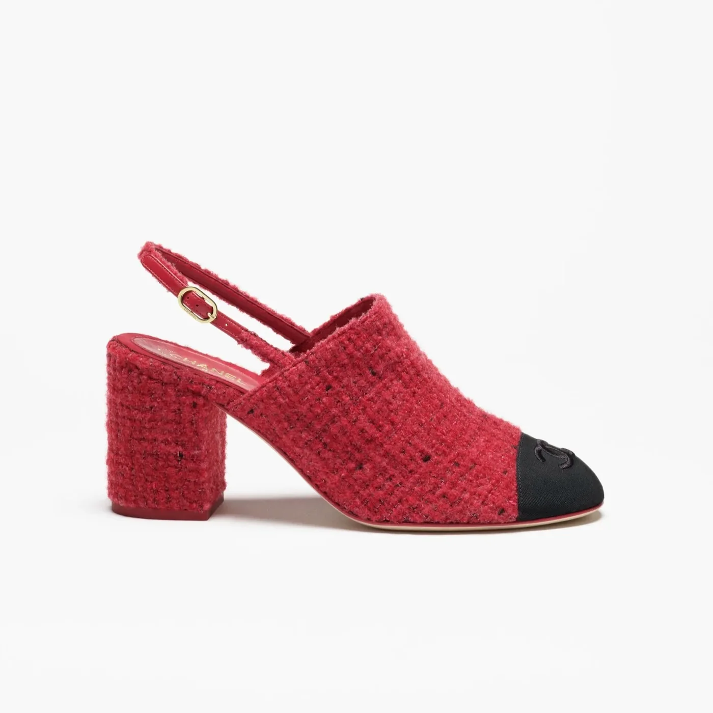 Chanel Tweed Slingbacks Red --U4533