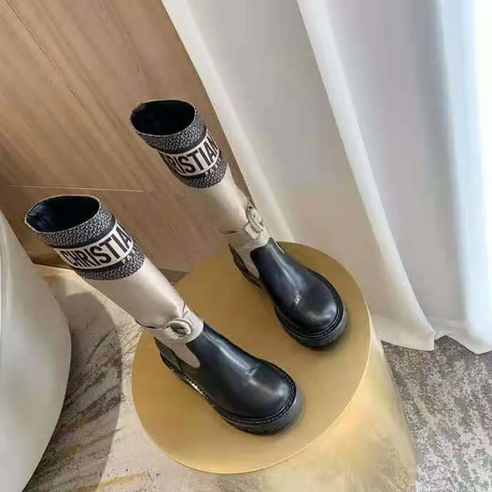 Dior D-Major Boot Taupe and Black Technical Fabric and Calfskin for Women Dior D-Major Boot Taupe and Black Technical Fabric and Calfskin for Women
