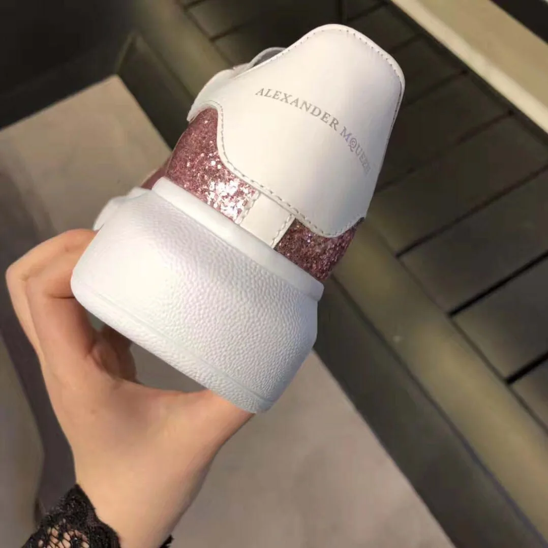 Alexander Mcqueen Oversized Sneaker with Glitter Lace for Women in UP Shoes Pink