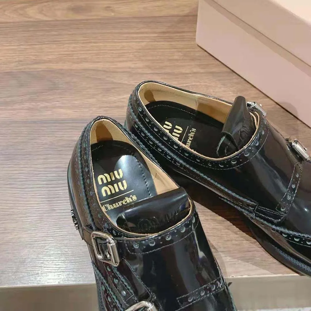 Miu Miu Church's X Miu Miu Brushed Leather Double Monk Brogue Shoes for Women Miu Miu Church's X Miu Miu Brushed Leather Double Monk Brogue Shoes for Women