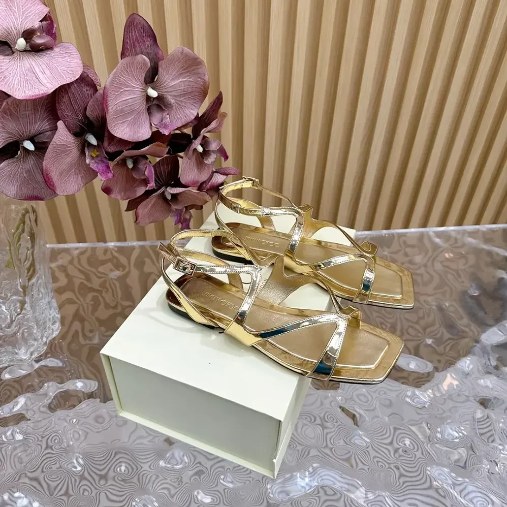 Jimmy Choo Ayla Flat Gold Metallic Leather Flats for Women Jimmy Choo Ayla Flat Gold Metallic Leather Flats for Women