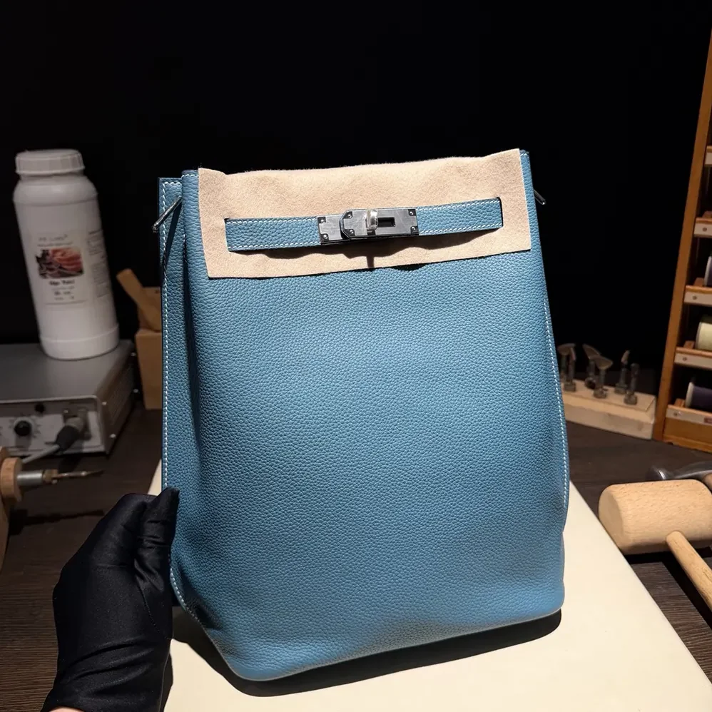 Hermes Togo So Kelly 22 Palladium Hardware for Unisex in Blue