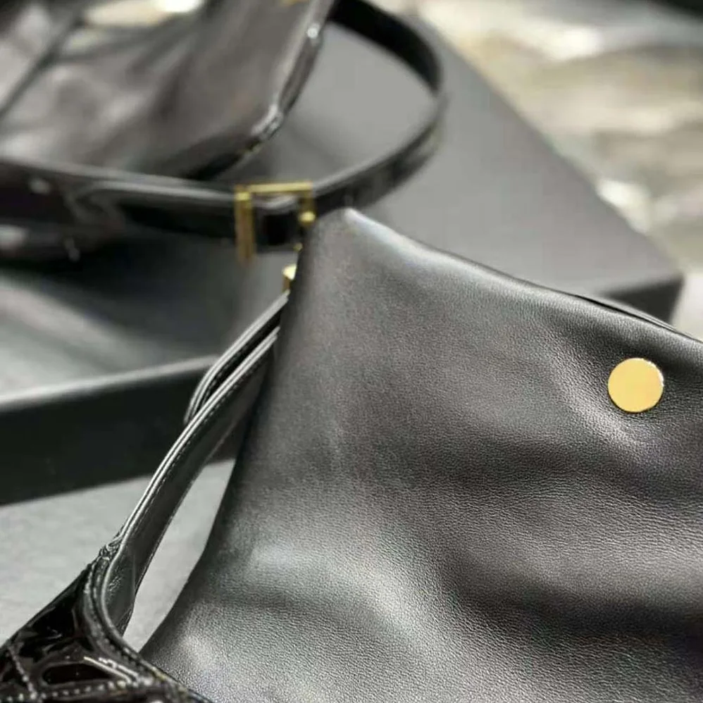 Saint Laurent YSL Le 57 Hobo Bag in Quilted Patent for Women in Black Saint Laurent YSL Le 57 Hobo Bag in Quilted Patent for Women in Black