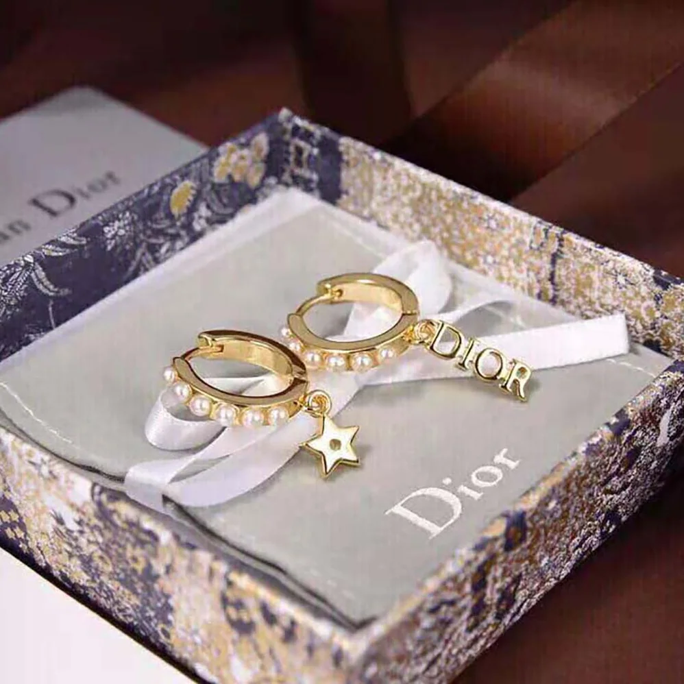 Dior Dio(r)evolution Earrings Gold-Finish Metal and White Resin Pearls for Women