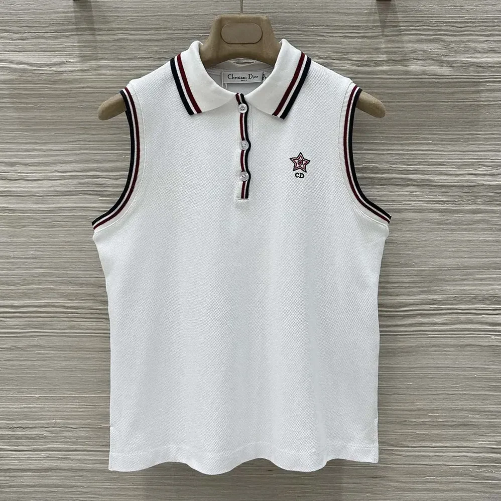 Dior Vibe Tank Top White Cotton-Blend Jersey with Three for Women in Tone Signature Dior Vibe Tank Top White Cotton-Blend Jersey with Three for Women in Tone Signature