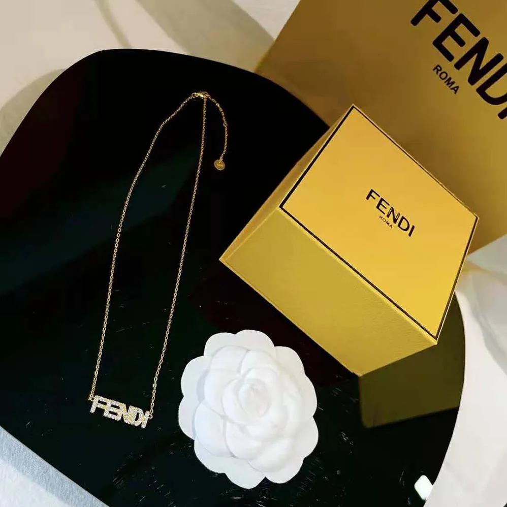Fendi Signature Gold for Women in colored Nnecklace Clip Closure
