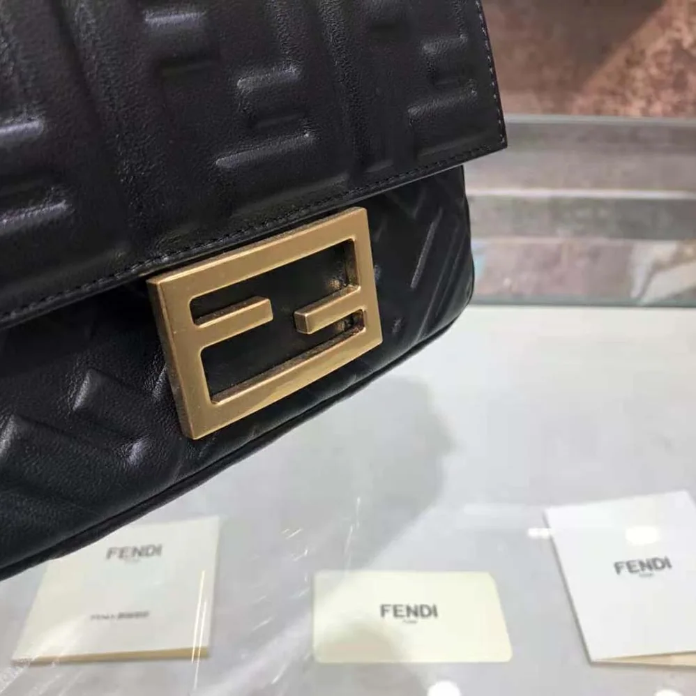 Fendi Iconic Mini Baguette Black Leather Bag for Women Fendi Iconic Mini Baguette Black Leather Bag for Women