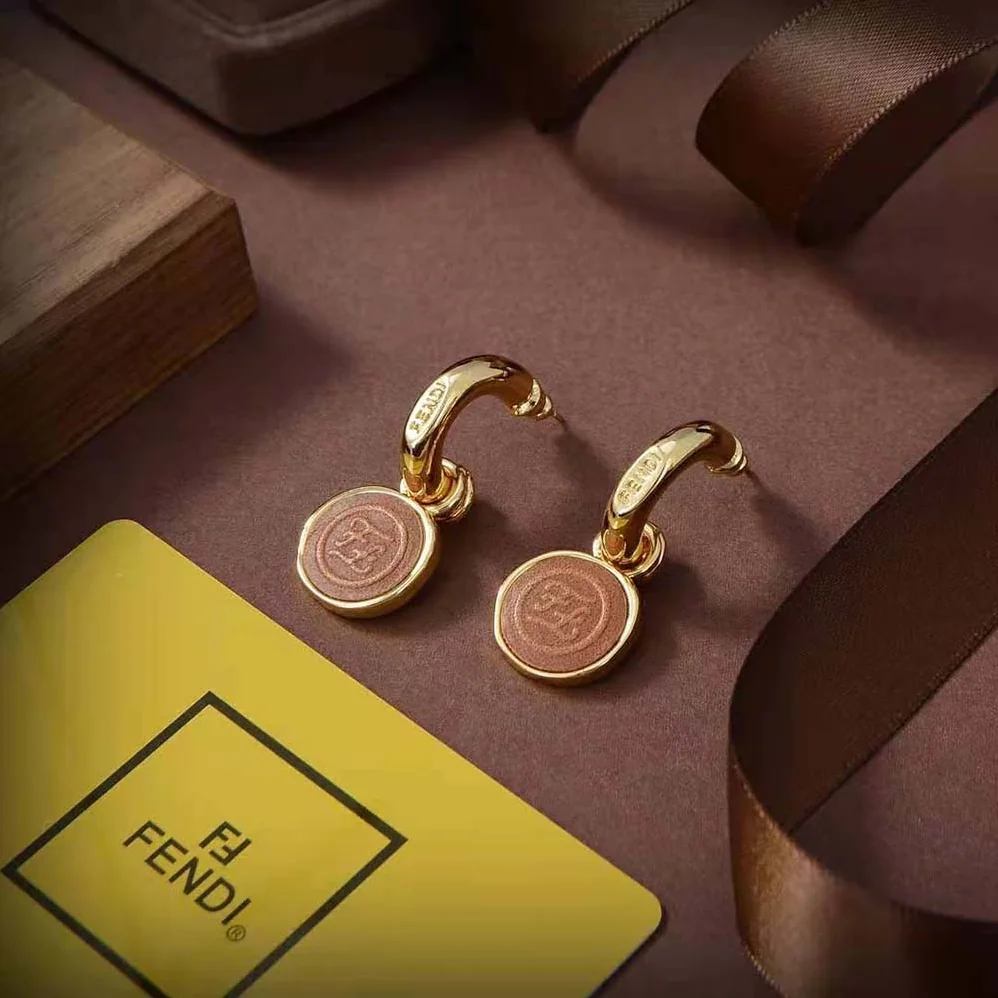 Fendi Karligraphy Earrings Gold for Women in Colored