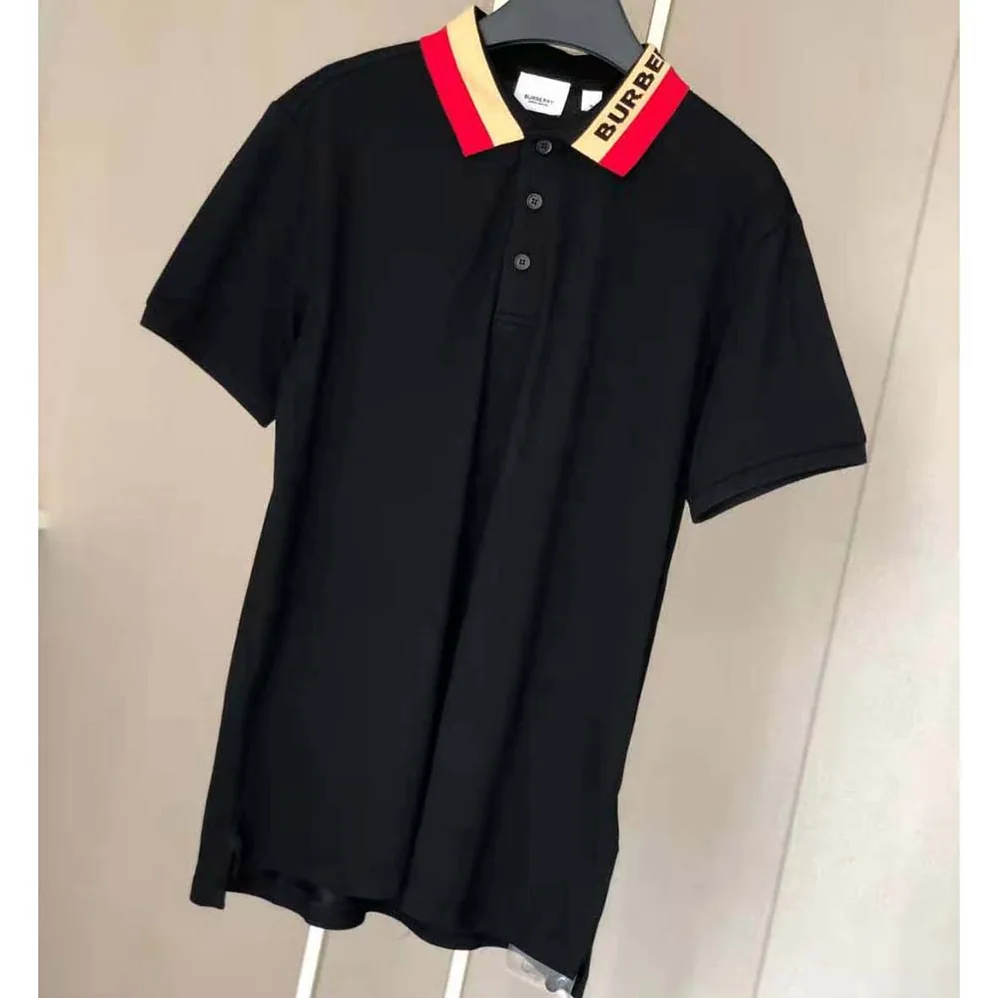 Burberry Logo Detail Cotton Pique Polo Shirt for Men in Black Burberry Logo Detail Cotton Pique Polo Shirt for Men in Black