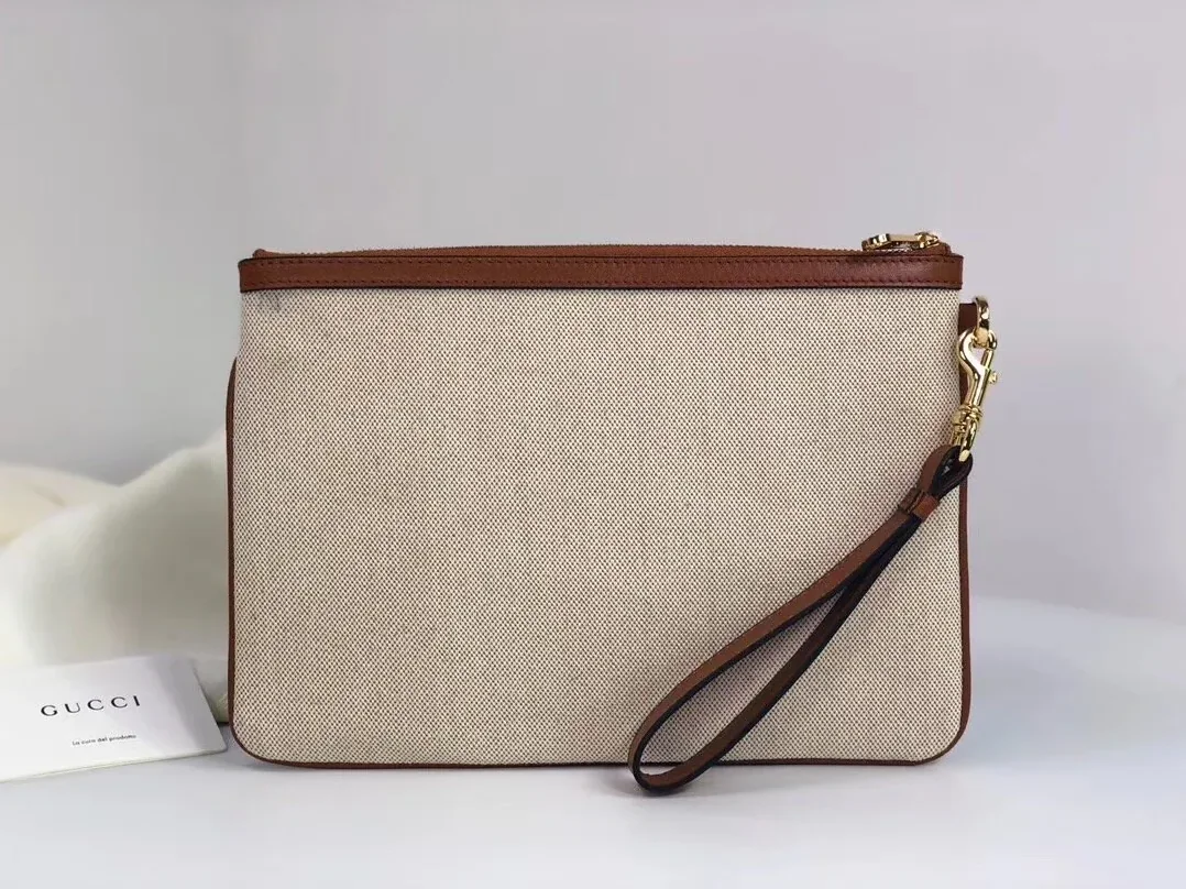 Gucci Vintage Canvas Pouch Beige Green Red Stripe , Pouch / for Men
