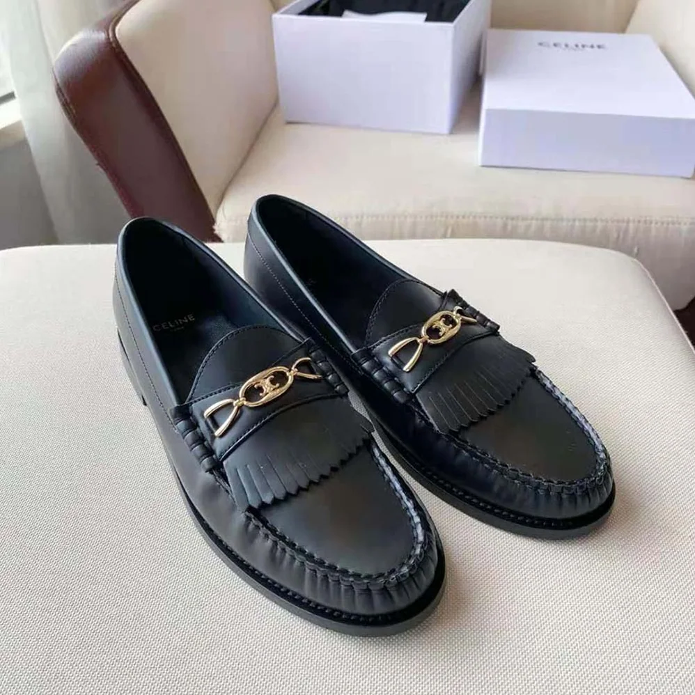 Celine Luco Maillon Triomphe Loafer in Polished Calfskin for Women