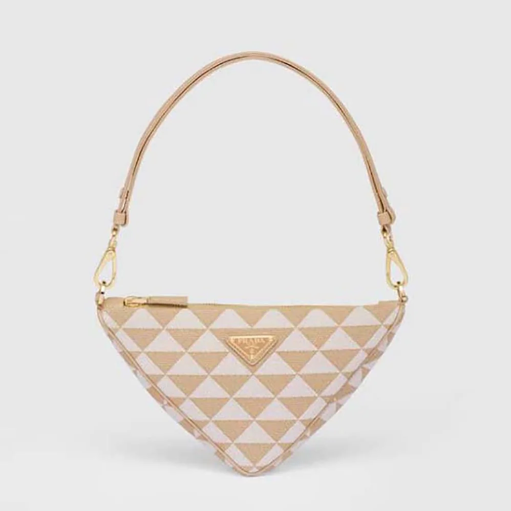 Prada Embroidered Fabric Mini-Bag for Women in Beige Prada Embroidered Fabric Mini-Bag for Women in Beige