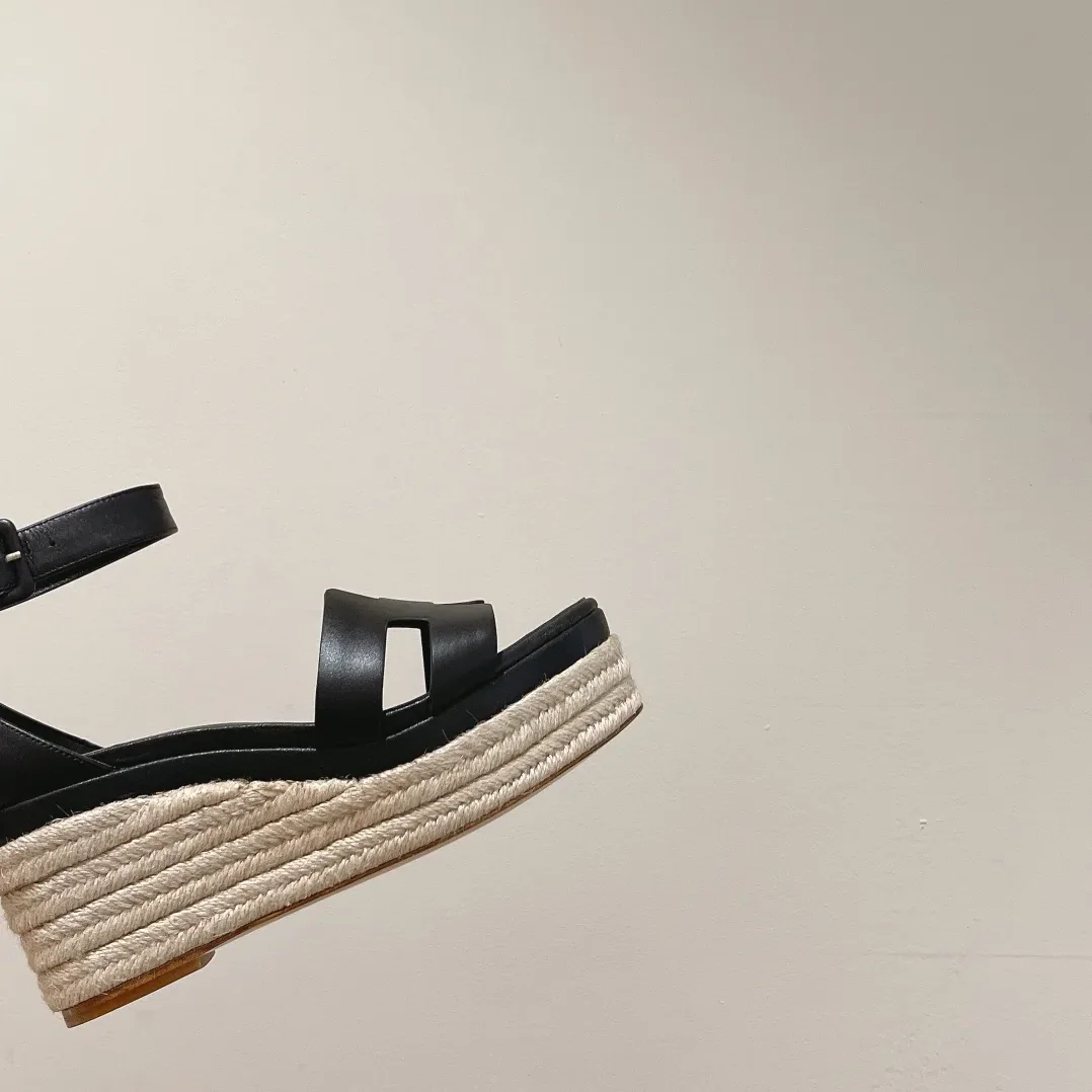 Hermes Doll 40 Espadrilles Black /