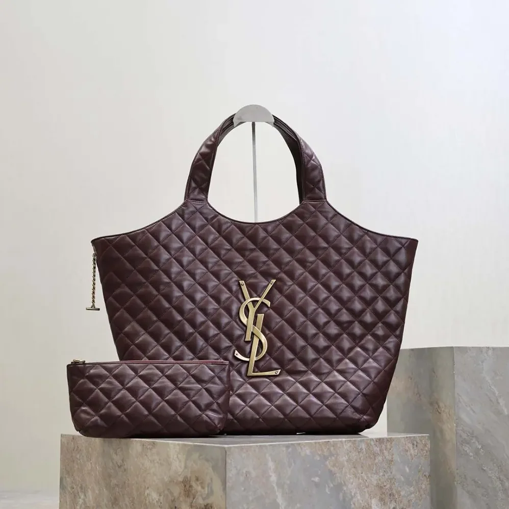 Saint Laurent YSL Large Icare In Quilted Nappa Lambskin for Women in Maroon Saint Laurent YSL Large Icare In Quilted Nappa Lambskin for Women in Maroon