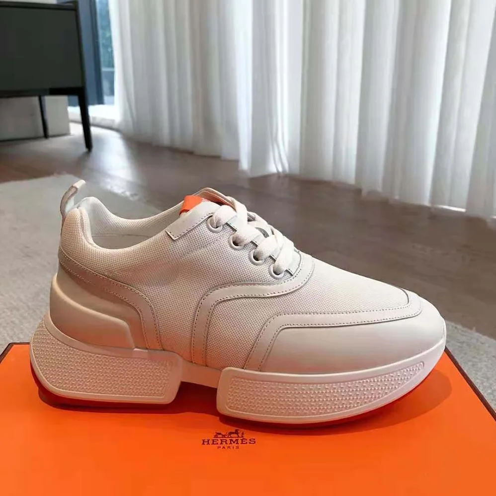 Hermes Giga Sneaker in Stitched Mesh and Calfskin for Unisex in White Hermes Giga Sneaker in Stitched Mesh and Calfskin for Unisex in White