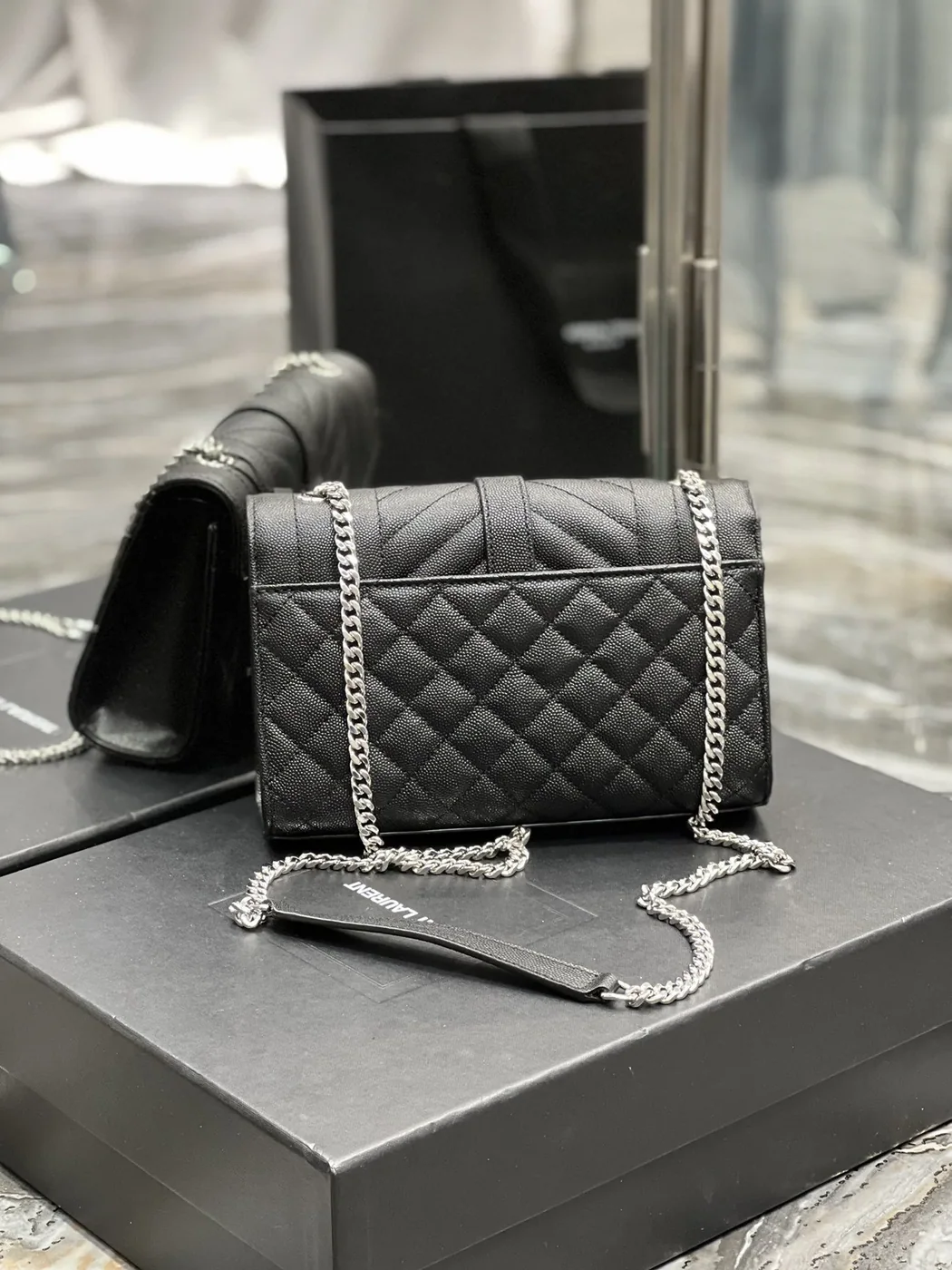 Saint Laurent Small Bag Black In Mix Matelasse in YSL