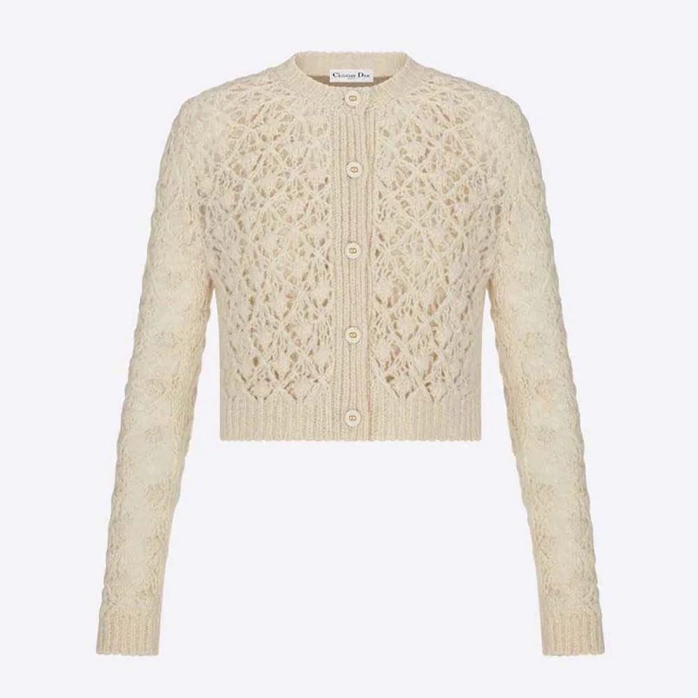 Dior Twin-Set Ecru Cashmere Silk and Mohair Knit for Women