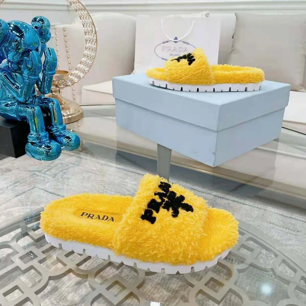 Prada Terry Cloth Slides for Women in Yellow