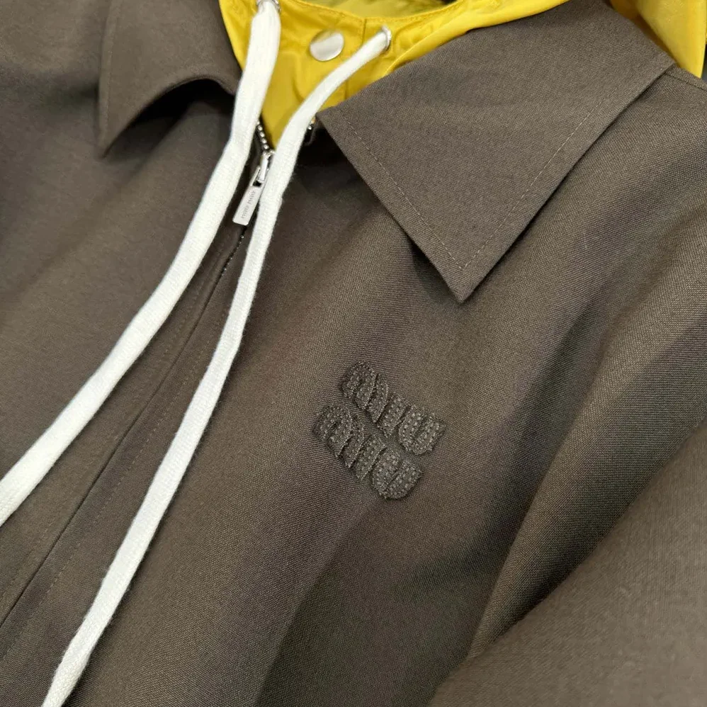Miu Miu Kid Mohair and Technical Pongé Blouson Jacket for Women Miu Miu Kid Mohair and Technical Pongé Blouson Jacket for Women