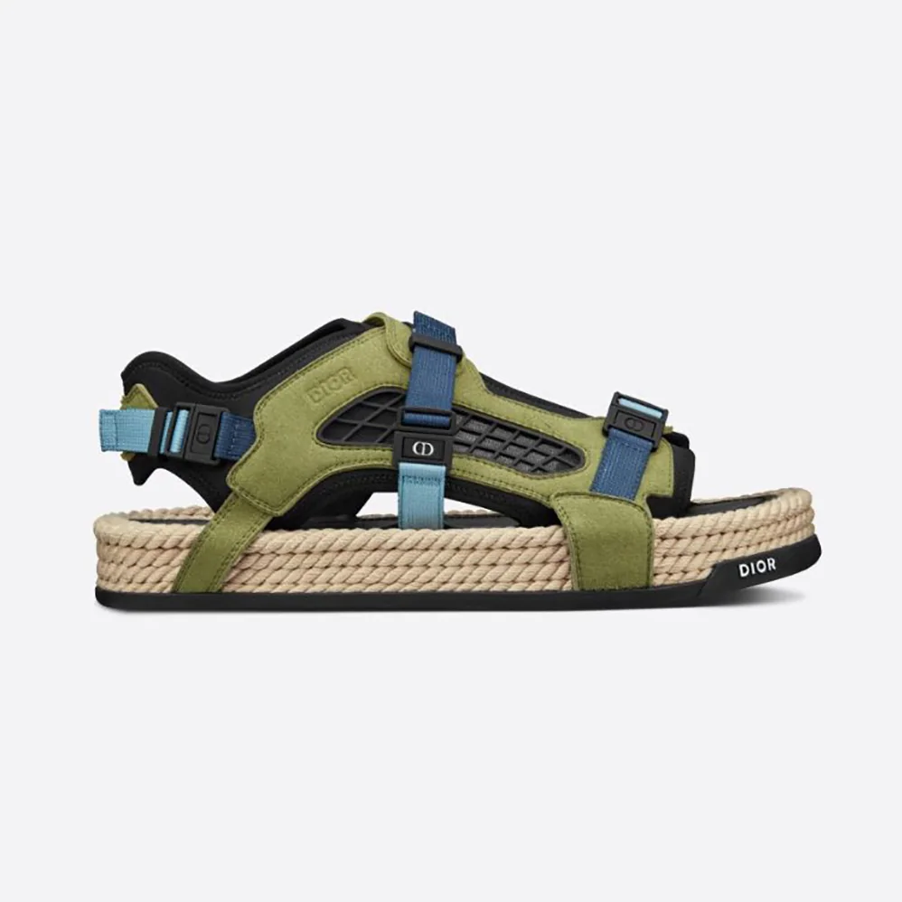 Dior Atlas Sandal Black Neoprene and Khaki Suede for Men Dior Atlas Sandal Black Neoprene and Khaki Suede for Men