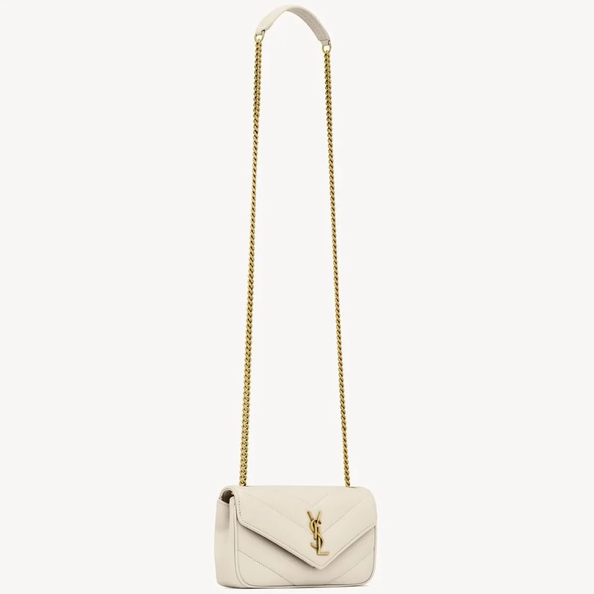 Saint Laurent Loulou Mini Shoulder Bag in White Gold Hardware Saint Laurent Loulou Mini Shoulder Bag in White Gold Hardware