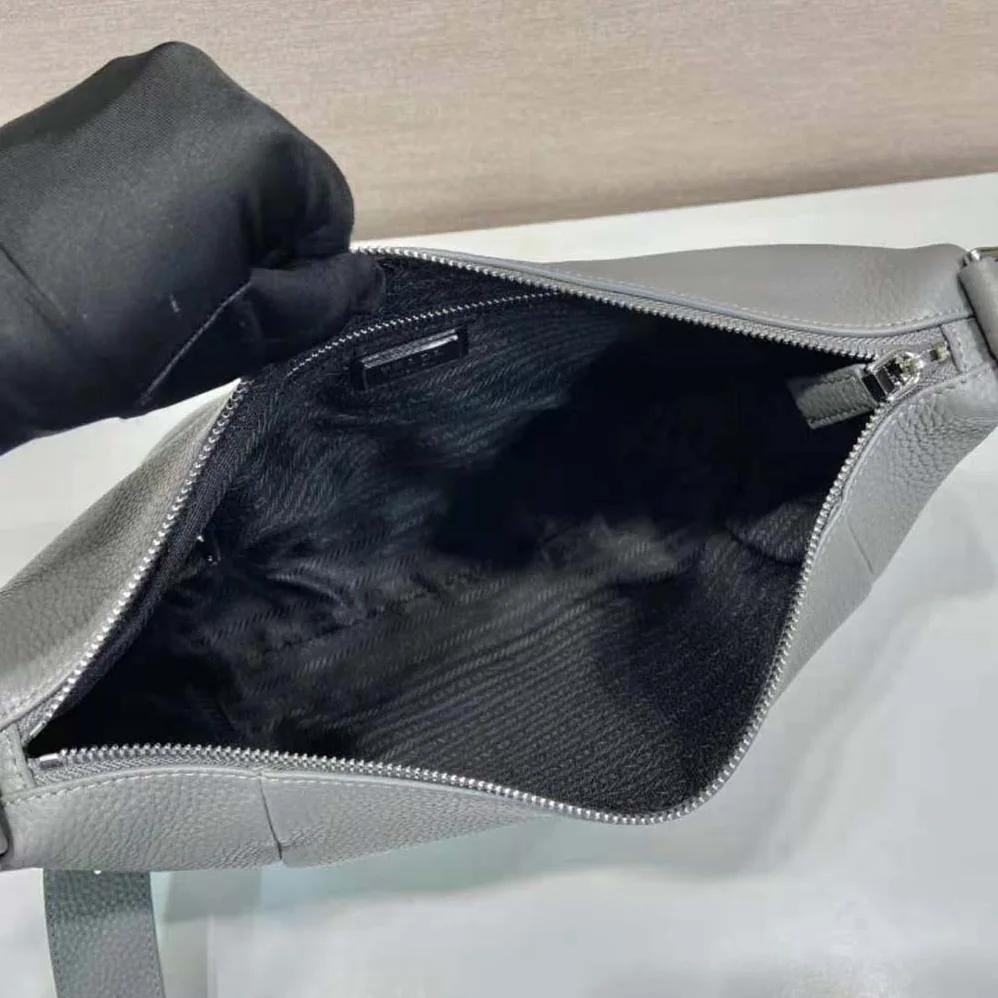 Prada Leather Bag with Shoulder Strap for Men in Gray