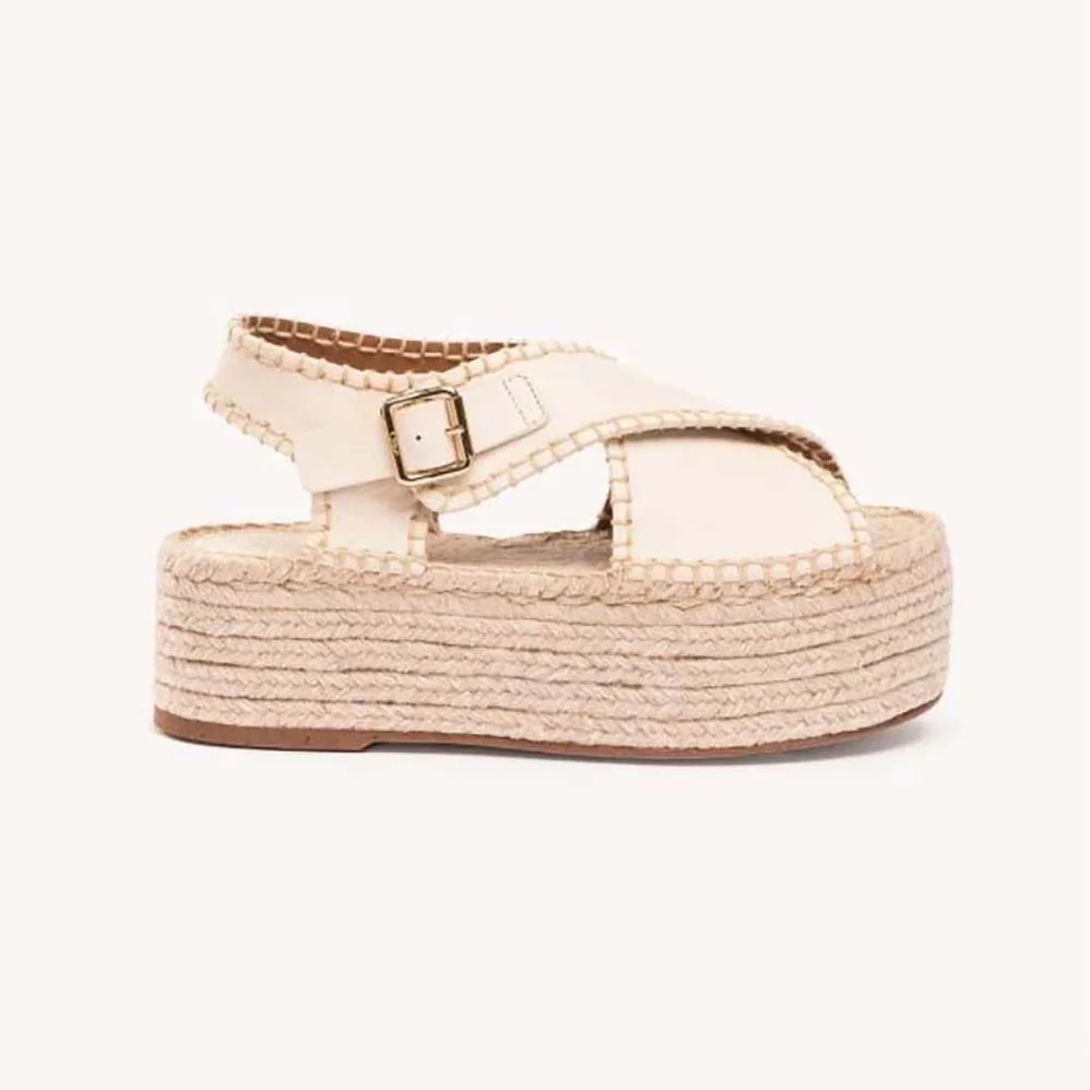 Chloe Lucinda Platform Espadrille in 6cm Heel Height for Women in White Chloe Lucinda Platform Espadrille in 6cm Heel Height for Women in White