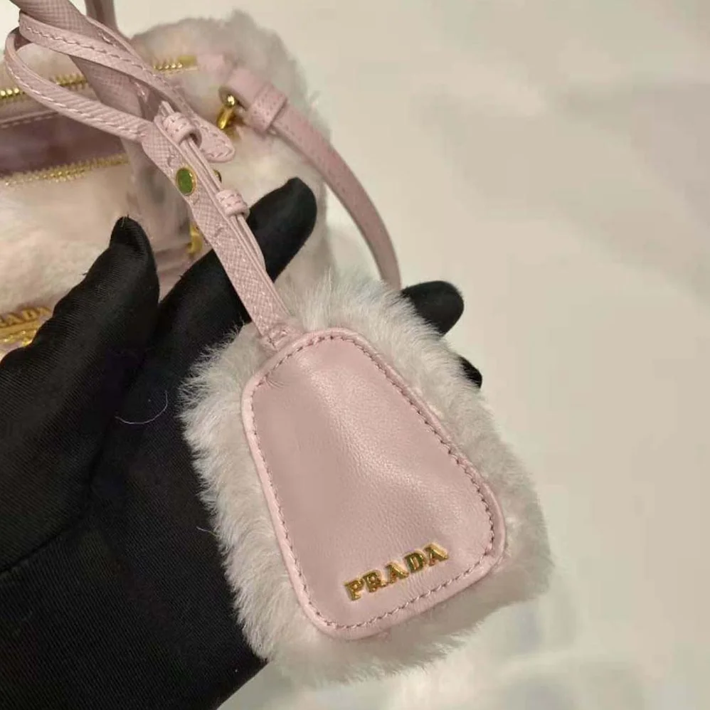 Prada Prada Galleria Shearling Mini-Bag for Women in Pink Prada Prada Galleria Shearling Mini-Bag for Women in Pink