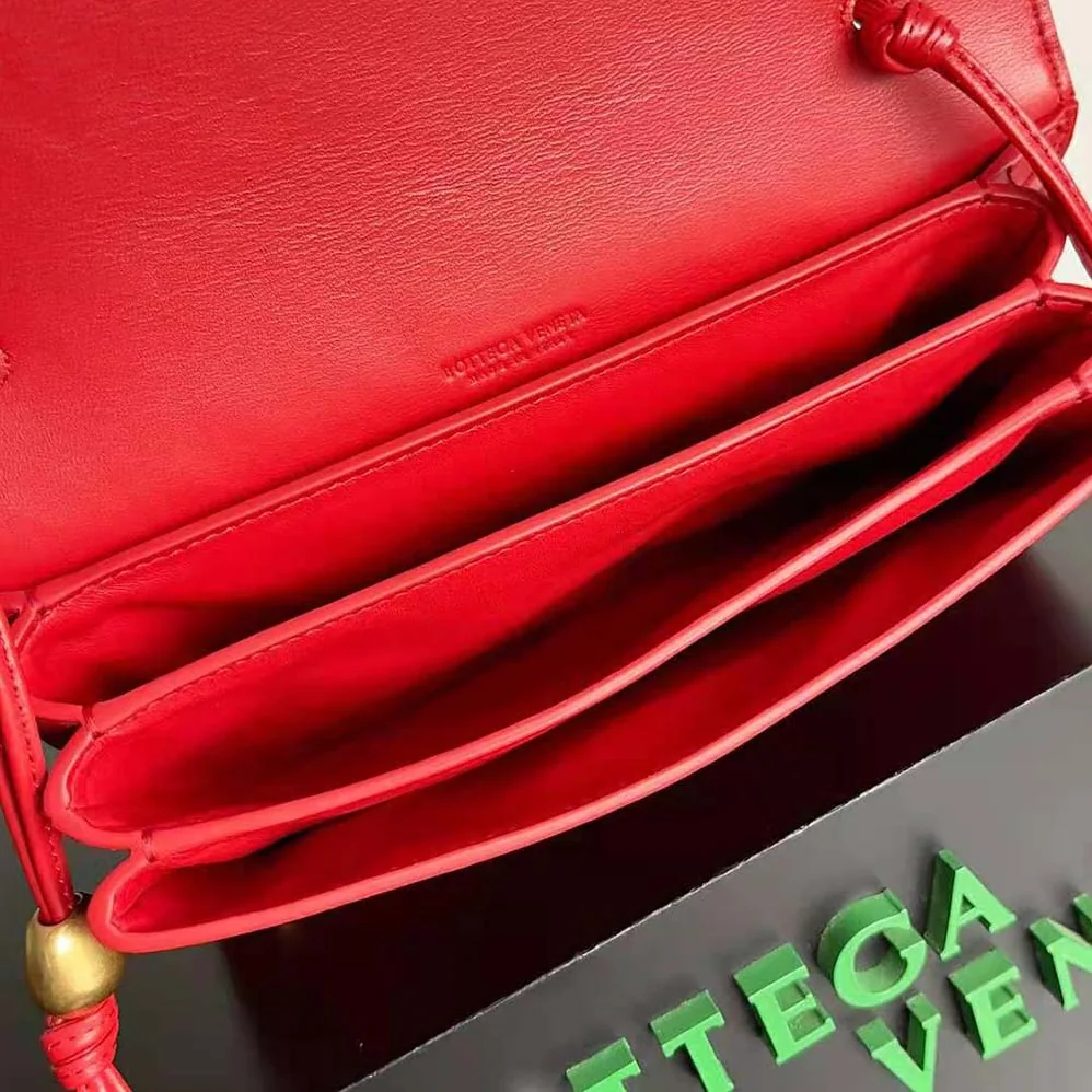 Bottega Veneta Trio Pouch On Strap Mini Intrecciato Leather Shoulder Bag for Women in Red
